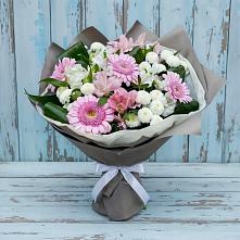 Букет цветов из:  Герберы, Альстромерии и Хризантемы #REPLACE_PRED# Высоком Краснодарский край