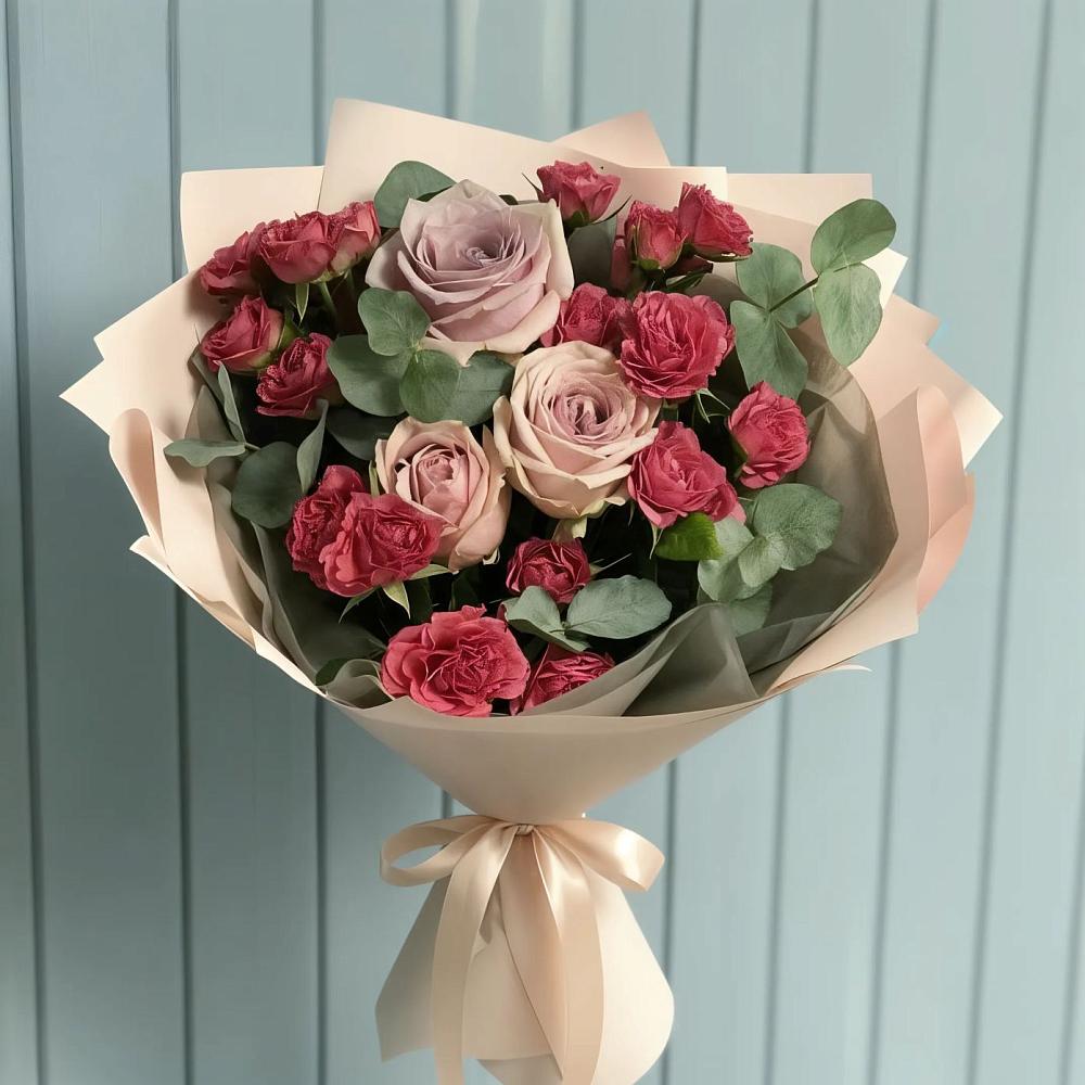Букет цветов из: Гвоздики и Розы в Высоком Краснодарский край