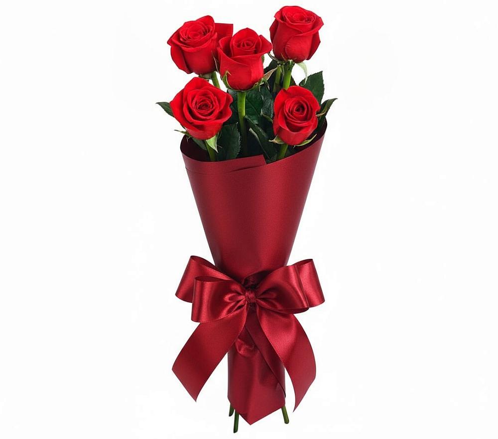 Букет 5 Красных роз Эдлесс Лав в Высоком Краснодарский край