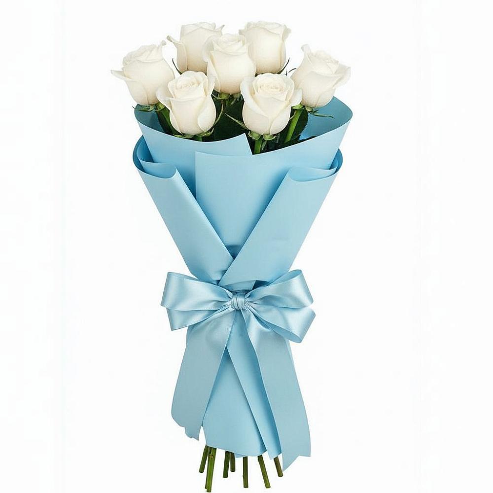 Букет 7 белых роз Проуд в Высоком Краснодарский край