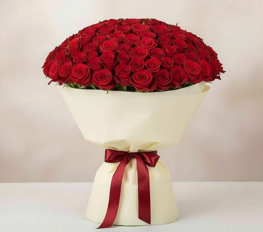 Букет 101 Красная роза Милано в Высоком Краснодарский край