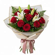 Букет цветов из:  Лилии и Розы в Высоком Краснодарский край