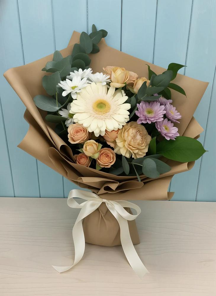 Букет цветов из: Герберы и Хризантемы в Высоком Краснодарский край