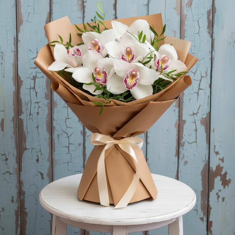Букет цветов из: Орхидеи и Розы в Высоком Краснодарский край