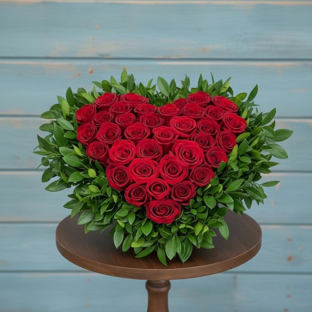 Цветочная композиция из Розы в виде сердца в Высоком Краснодарский край