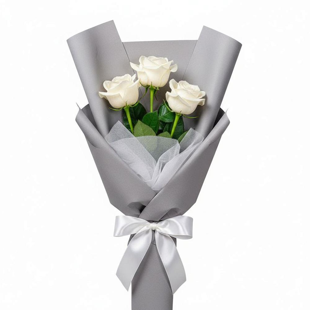 Букет 3 белые розы в Высоком Краснодарский край