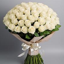 Букет 101 беля роза Белоснежка в Высоком Краснодарский край