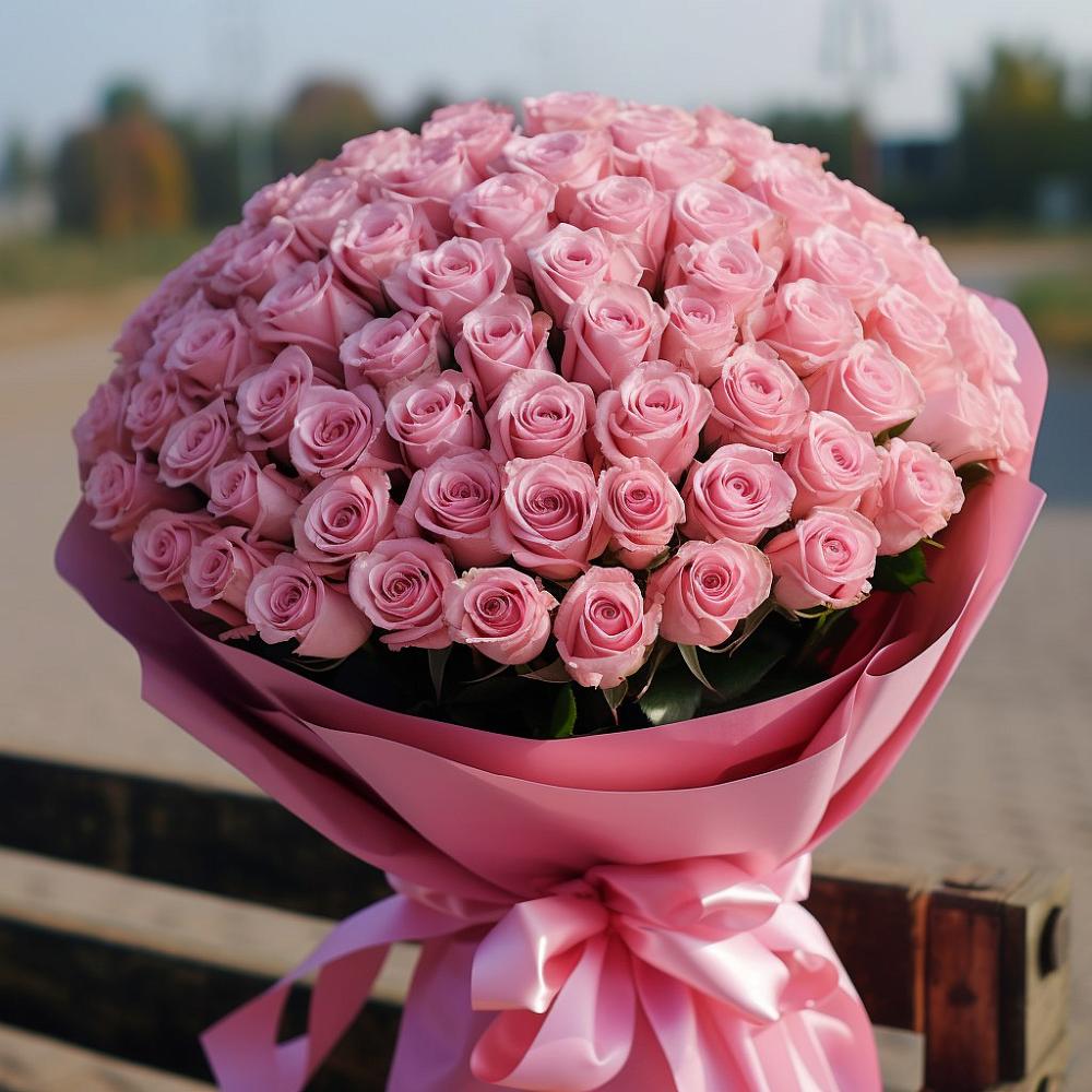 Букет 101 Розовая роза Хэвэн в Высоком Краснодарский край