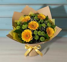 Букет цветов из:  Герберы и Хризантемы в Высоком Краснодарский край