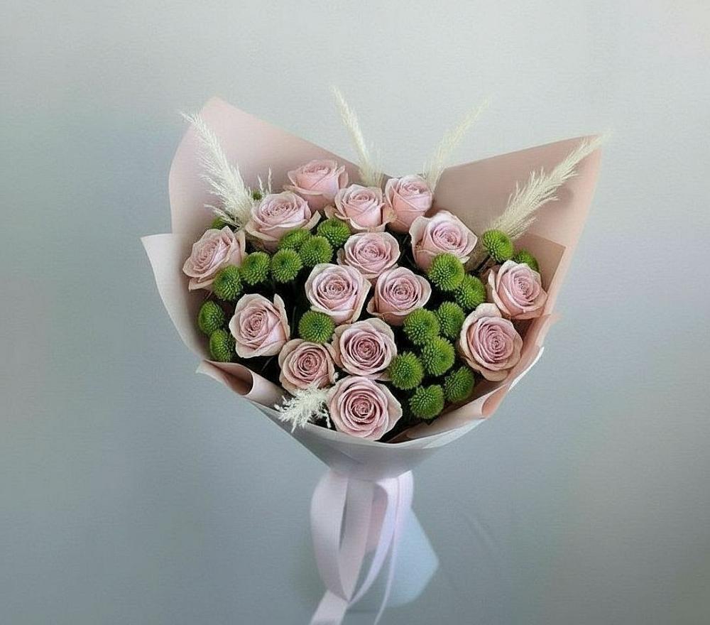 Букет цветов из: Розы и Хризантемы в Высоком Краснодарский край