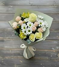 Букет цветов из:  Альстромерии, Розы и Хризантемы в Высоком Краснодарский край