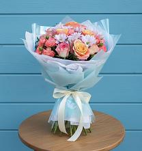 Букет цветов из:  Хризантемы и Розы в Высоком Краснодарский край